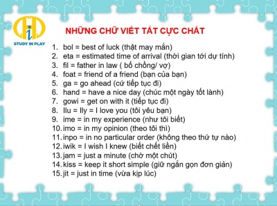 NHỮNG CHỮ VIẾT TẮT TIẾNG ANH CỰC CHẤT